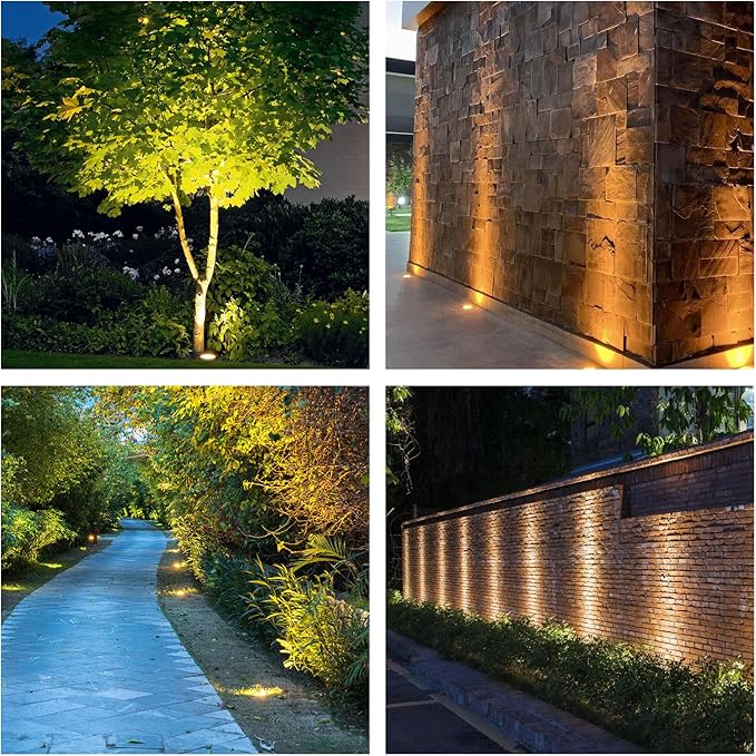 JESLED Outdoor Landscape Lights, 6W LED In Ground Well Lights, 12V 24V 3000K Warm White, IP67 Waterproof Low Voltage Landscaping Spotlight for Driveway Deck Step Yard Fence Garden Pathway (12 Pack) JESLED