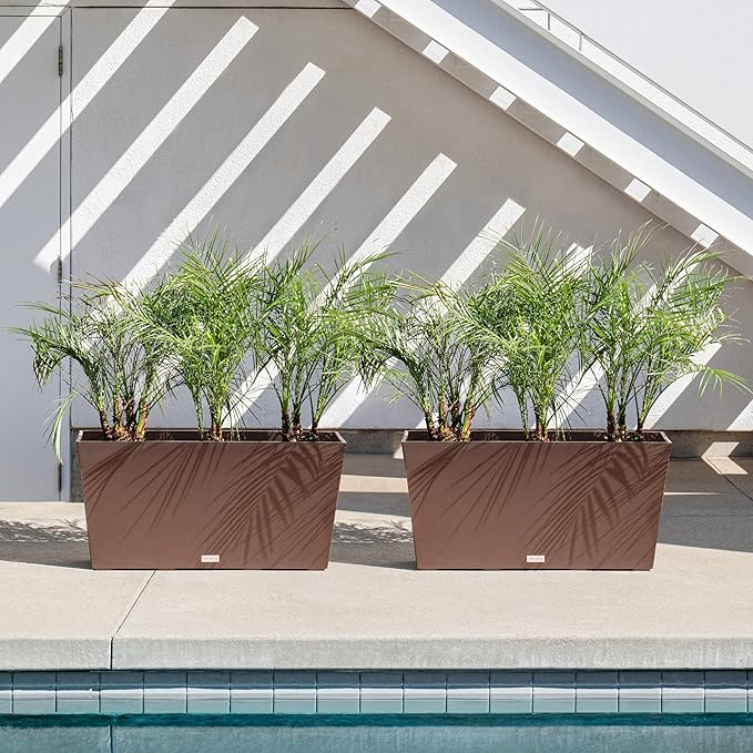 Veradek Pure Series Midori Trough Planter - Large Rectangular Planter for Indoor or Outdoor Deck/Porch | Durable All-Weather Use with Drainage Holes | Modern Decor for Shrubs, Flowers, Small Plants VeradekOutdoor