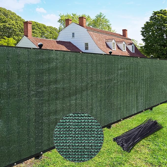 UPGRADE Privacy Fence Screen 4'x28' Dark Green Outdoor 90% Visibility Blockage 170 GSM Mesh Shade Cover Panels for Backyard,Balcony,Home Decoration with Zip Ties,Customized Avaliable UPGRADE