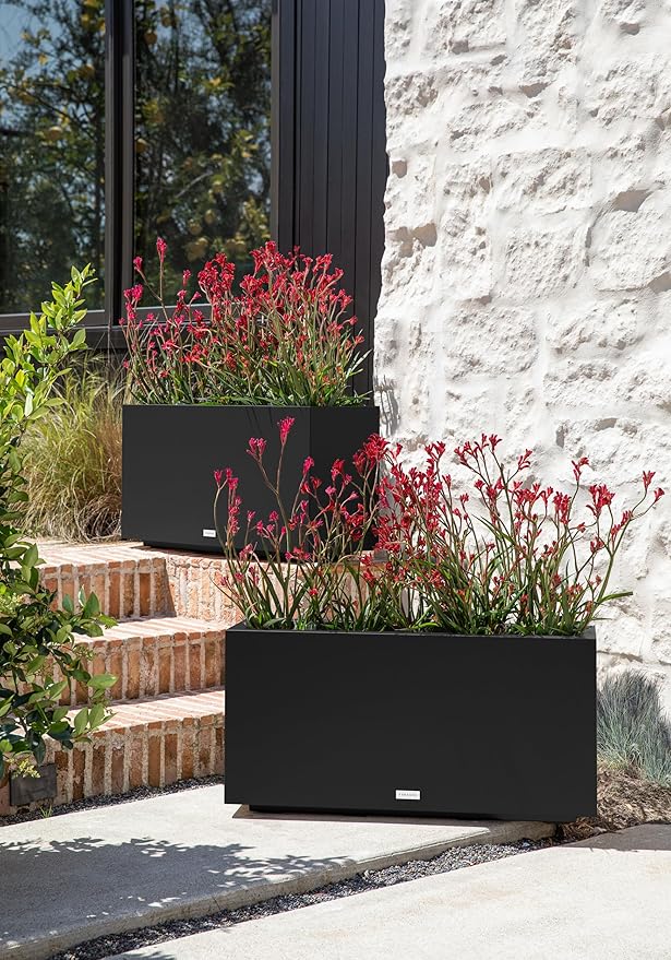 Veradek Block Series Long Box Planter - Large Rectangular Planter for Indoor or Outdoor Patio/Porch | Durable All-Weather Use with Drainage Holes | Modern Décor for Tall Plants, Flowers or Shrubs VeradekOutdoor