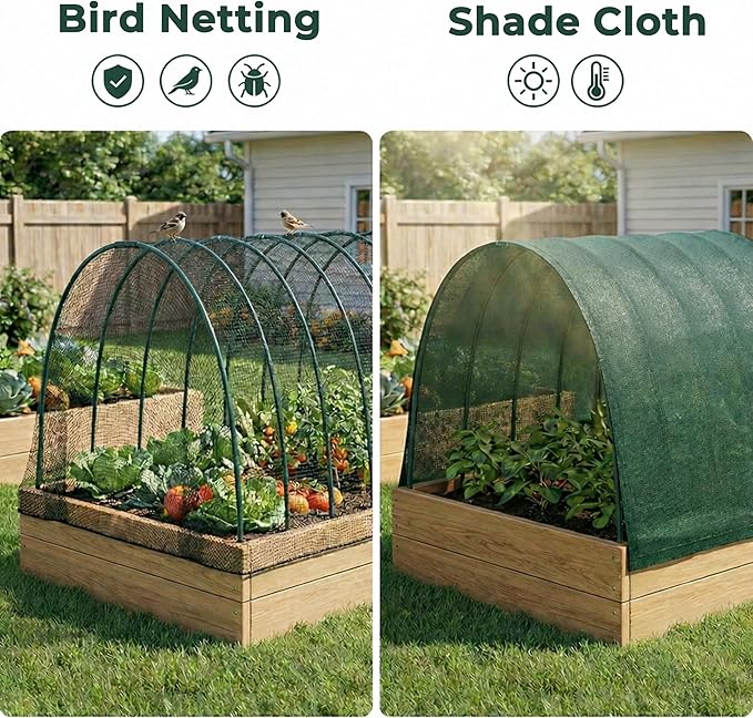 Gardzen Garden Hoops for Raised Beds Greenhouse Hoops, DIY Kit for Row Cover Garden Netting, All Season Plant Protection, 72 Pcs Gardzen