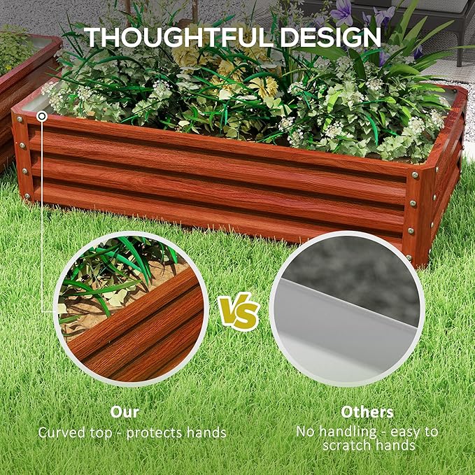 Outsunny Galvanized Raised Garden Bed, 4' x 2' x 1' Metal Planter Box, for Growing Vegetables, Flowers, Herbs, Succulents, Brown Outsunny