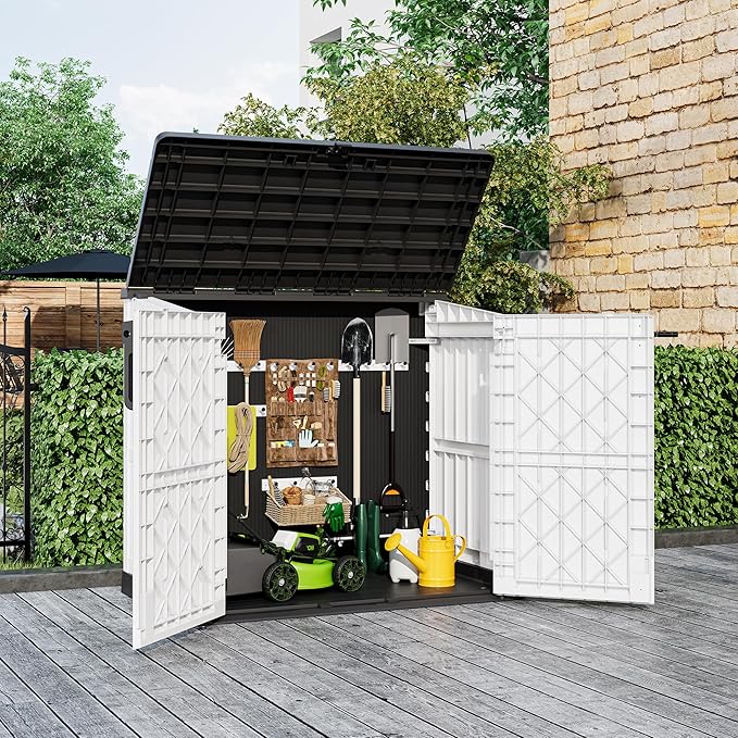 LHBcraft Outdoor Storage Cabinet 36 Cu Ft with Lockable Doors, Portable Horizontal Resin Storage Shed -Easy to Assemble, Waterproof Outdoor Storage Box for Backyards,Patios LHBcraft-US