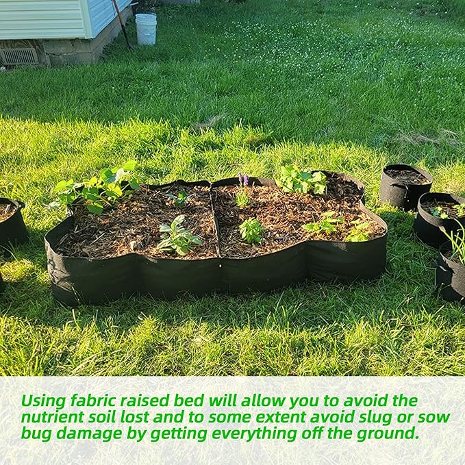 CJGQ Fabric Raised Garden Bed, 128 Gallon 8 Grids Plant Grow Bags, 3x6FT Planter Raised Beds for Growing Vegetables Potatoes Flowers, Rectangle Planting Container for Outdoor Gardening CJGQ