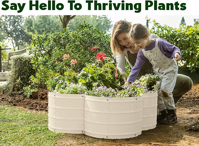 Plant & Plot Galvanized Raised Garden Beds Outdoor // 3×3×1 ft Planter Raised Beds for Gardening, Vegetables, Flowers // Large Metal Garden Box (White) // Patented Tool-Free Design PlantPlot