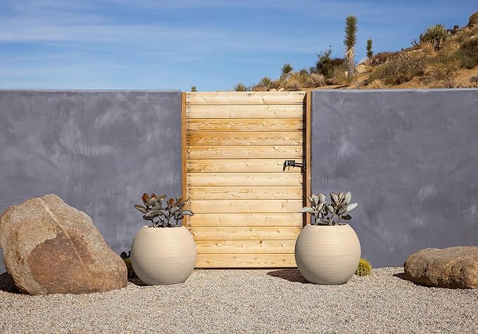 Veradek Strata Series Sphere Round Planter for Patio & Backyard | Durable Plastic-Stone Material | Modern Décor for Tall Trees and Plants VeradekOutdoor