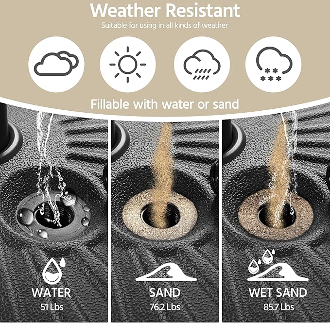 Yaheetech Umbrella Base 85.7lbs Round Water & Sand Filled Patio Outdoor Umbrella Stand with Steel Umbrella Holder Suit for Dia 1.5'' or 1.9'' Umbrella Pole, Black Yaheetech