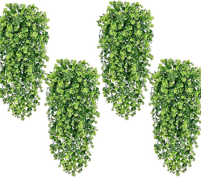 Waipfaru 4Pcs Fake Hanging Plants 3ft Fake Plants UV Resistant Fake Vines Artificial Decor for Indoor Outdoor Party Wall Porch Wedding Decoration,Light Green Waipfaru