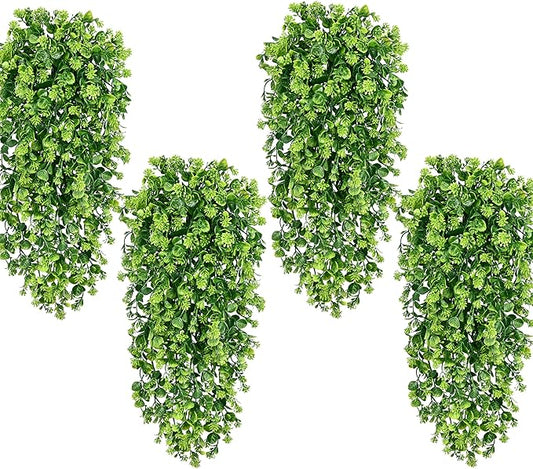Waipfaru 4Pcs Fake Hanging Plants 3ft Fake Plants UV Resistant Fake Vines Artificial Decor for Indoor Outdoor Party Wall Porch Wedding Decoration,Light Green Waipfaru