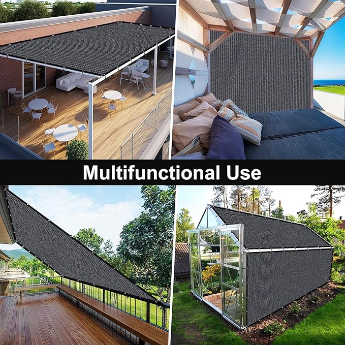 Artpuch 90% Sun Shade Cloth, 5 x 6 FT Pergola Shade Cover Canopy with Grommets, Sun Screen Fabric Tarp for Patio, Outdoor, Garden, Backyard, Dark Grey Artpuch