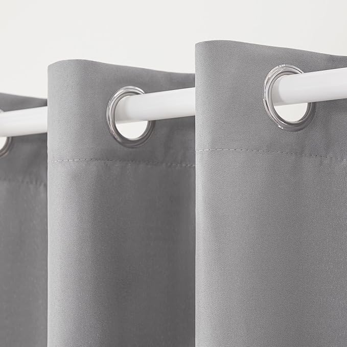 TOWN & COUNTRY BASICS Cabana Solid Heavyweight Indoor Outdoor Curtains, Light Filtering Opacity with Grommet Top, Water Repellent, 2-Pack Set, 54"x108", Medium Grey TOWN+%26+COUNTRY+BASICS