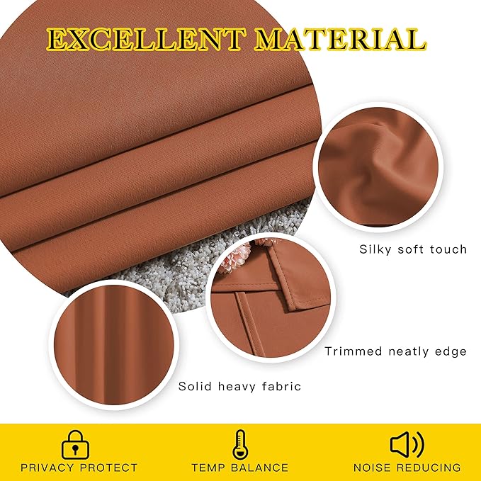 NICETOWN Blackout Curtain for French Door - Indoor Slider Curtain for Patio Door, Extra Wide Drape for Living Room/Bedroom (Burnt Orange, W100 x L84, 1 PC) NICETOWN