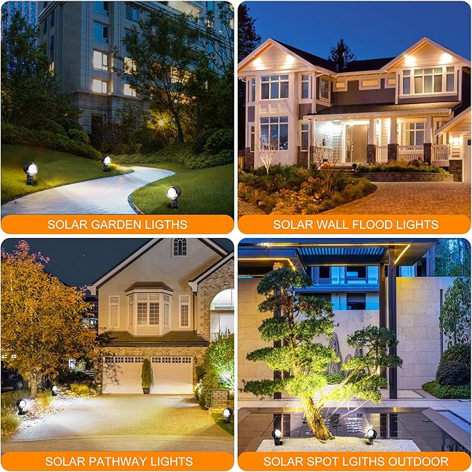 SUNLONG Solar Outdoor Lights,Solar Spot Lights Outdoor Waterproof Solar Spotlight Landscaping for Yard Garden Flag Pathway Trees(Natural White) MakeYournightBrightandWarm