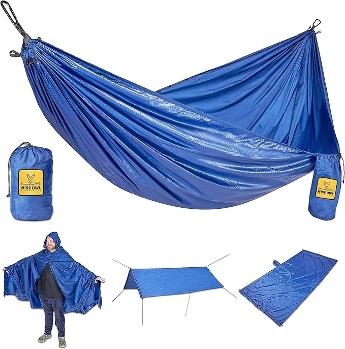 Wise Owl Outfitters Camping Hammock – 500lbs Portable Hammock with Tree Straps - Travel, Backpacking, Hiking, Outdoors Camping Gear - Single or Double WiseOwlOutfitters