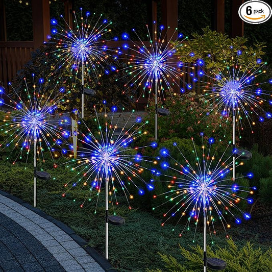 btfarm 6 Pack Solar Garden Lights Outdoor, 8 Modes Firework Lights Solar Powered, Waterproof Twinkle Fairy Light Outside for Yard Patio Pathway Pool Christmas Party Decorative, Multicolor btfarmdecorativelighting
