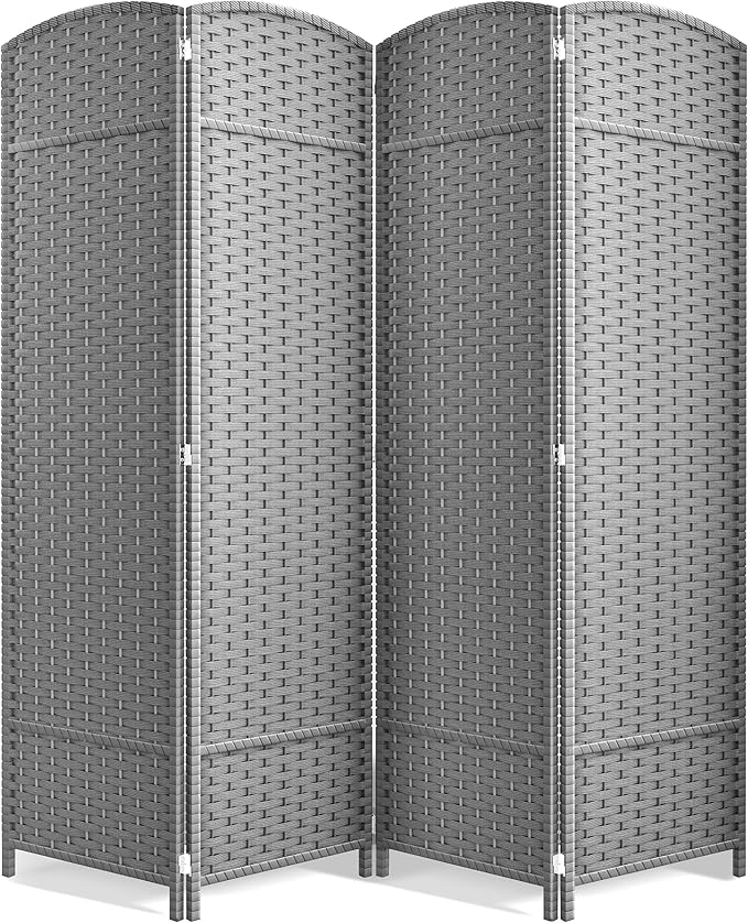 Sorbus 4 Panel Room Divider 6 ft. Tall - Privacy Screen, Extra Wide Double Hinged Panels, Mesh Hand-Woven Design, Partition Room Dividers and Folding Privacy Screens, Wall Divider for Room Separation Sorbus