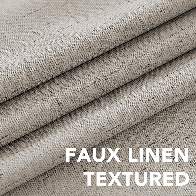H.VERSAILTEX Primitive Linen Curtains 100% Blackout Curtain Drapes Burlap Fabric Curtains with White Thermal Insulated Liner, Grommet Top Drapes Living Room/Bedroom (2 Panels, 42 x 45 Inch, Stone) HVERSAILTEX