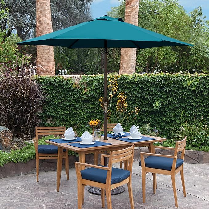 Blissun 7.5 ft Patio Umbrella, Yard Umbrella, Outdoor Market Umbrella with Push Button Tilt Crank (Cerulean) Blissun