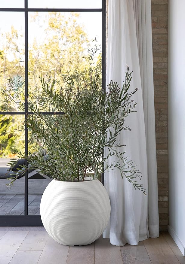 Veradek Strata Series Sphere Round Planter for Patio & Backyard | Durable Plastic-Stone Material | Modern Décor for Tall Trees and Plants VeradekOutdoor