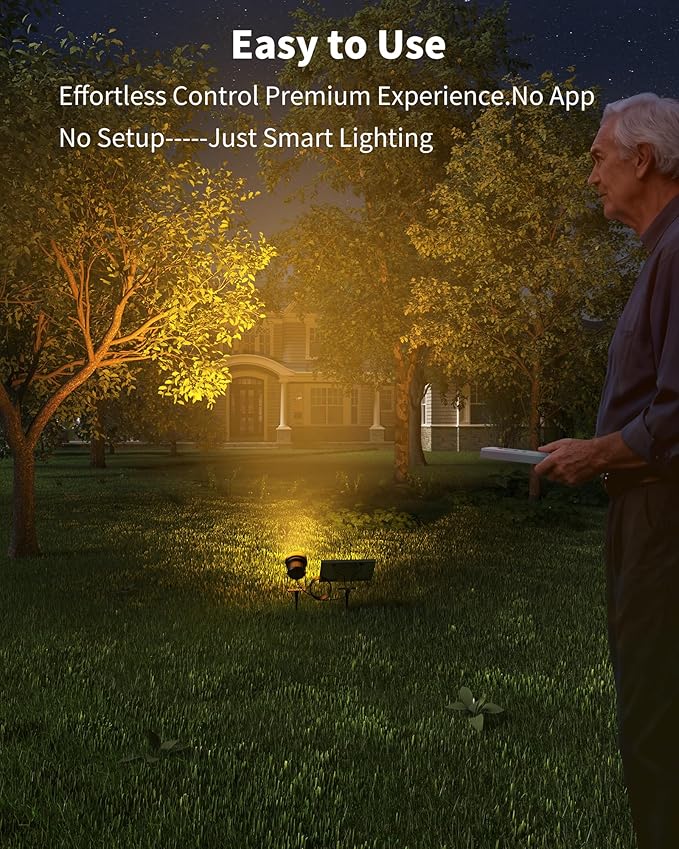 Ofuray Solar Spot Lights Outdoor, RGB Color Changing with 8 Lighting Modes, IP67 Waterproof Landscape Lights 9.8ft Cable, 12000mAh High Power Dusk to Dawn Solar Spotlights for Garden & Outdoor Décor Ofuray