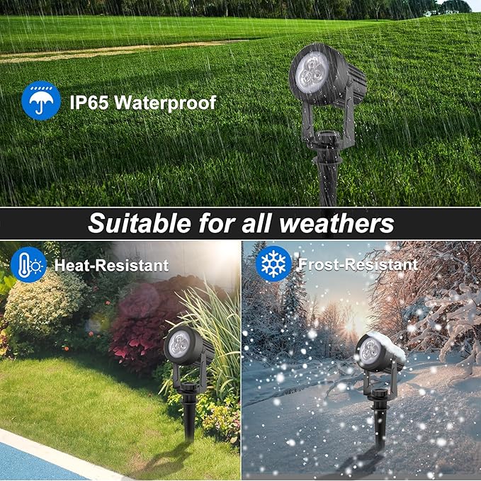 Blue Solar Spot Lights Outdoor,2 Pack Solar Landscape Spotlights IP65 Waterproof 9.8ft Cable, Auto On/Off Outdoor Wall Lights for Garden Yard Driveway Porch Walkway Pool (1-in-1) CREPOW