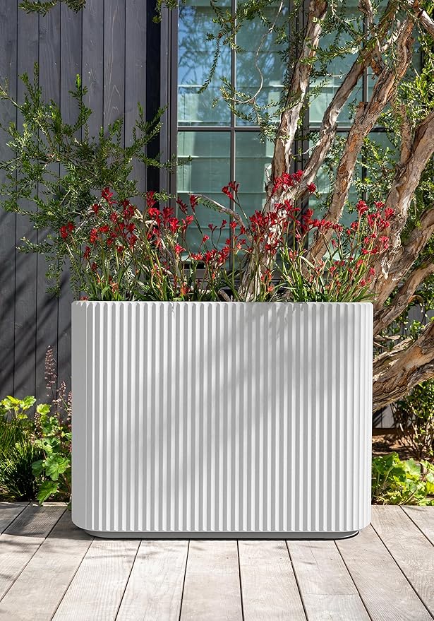 Veradek Demi Series Span Planter for Front Porch, Patio, Backyard | Durable Plastic-Stone Composite Material | Modern Décor for Shrubs, Flowers VeradekOutdoor