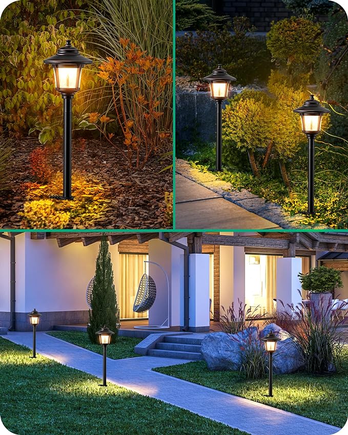 EDISHINE Low Voltage Landscape Lights, 12V 3W 120LM 3000K Seed Glass Outdoor Landscape Path Lights with Connectors, ORB Waterproof Electric LED Pathway Light Wired for Walkway Garden Yard, 6 Pack EDISHINE