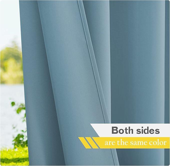 NICETOWN Outdoor Curtains for Patio Waterproof Extra Wide 2 Panels, Rustproof Grommet Indoor Outdoor Porch Curtains & Drapes for Gazebo/Cottage, W72 x L84 Inch, Teal NICETOWN