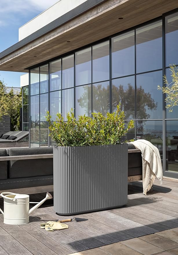 Veradek Demi Series Span Planter for Front Porch, Patio, Backyard | Durable Plastic-Stone Composite Material | Modern Décor for Shrubs, Flowers VeradekOutdoor