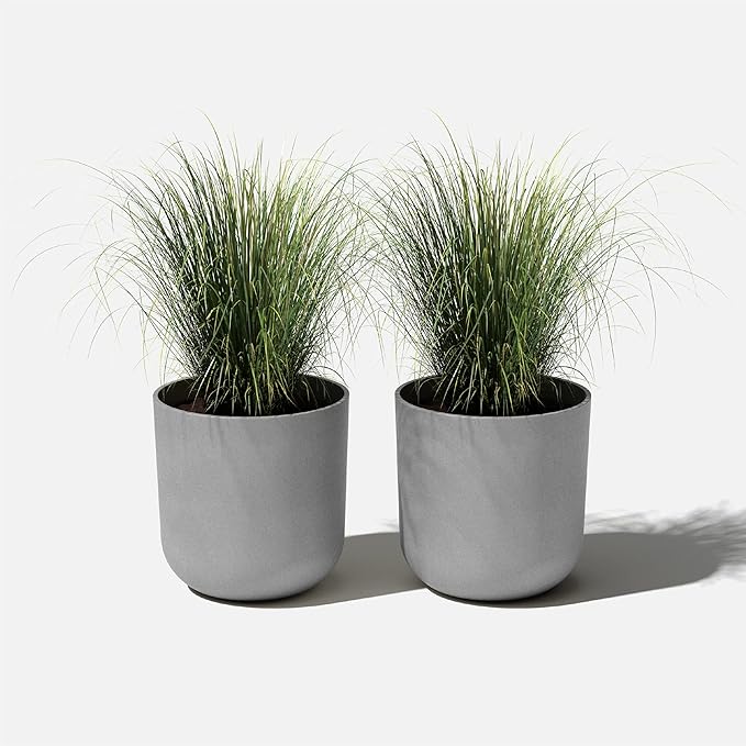 Veradek Round Lima Plastic Planter Pots for Indoor/Outdoor Garden Use, Gray, Suitable for Small to Large Succulent Plants, Flowers, Modern Interior Plants VeradekOutdoor