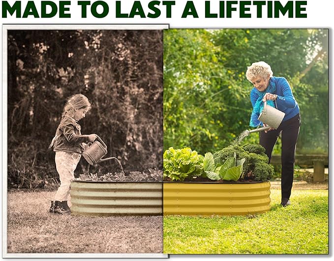 Plant & Plot Galvanized Raised Garden Beds Outdoor // 4×2×1 ft (2-Pack) Planter Raised Beds for Gardening, Vegetables, Flowers (Yellow) // Large Metal Garden Box PlantPlot