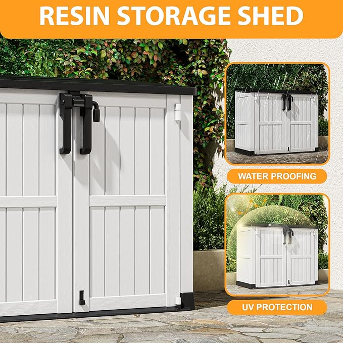 LHBcraft Outdoor Storage Cabinet 36 Cu Ft with Lockable Doors, Portable Horizontal Resin Storage Shed - Easy to Assemble, Waterproof Small Storage Shed with Floor LHBcraft-US