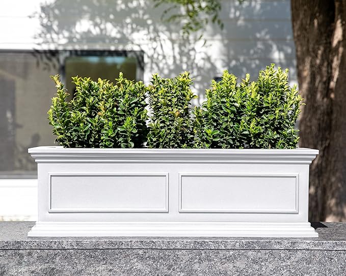 Veradek Brixton Window Box Plastic Planter - Large Rectangular Planter for Outdoor Balcony/Windowsill | Crack-Resistant All-Weather | Classic Estate Design for Flowers, Herbs, Succulents VeradekOutdoor