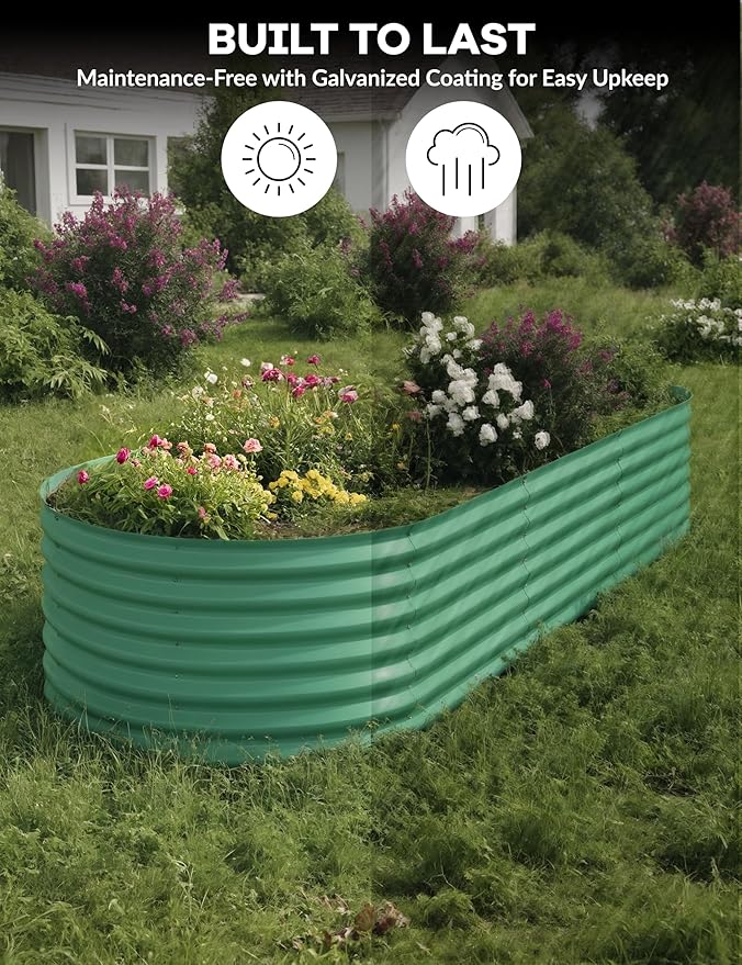 2 Pcs Raised Garden Beds Outdoor 10x4x1.5 ft - Galvanized Steel Planter Box for Vegetables, Flowers, Rust-Resistant Garden Box, Easy Assembly Raised Beds, Durable Planters for Outdoor Plants, Green GarveeLife