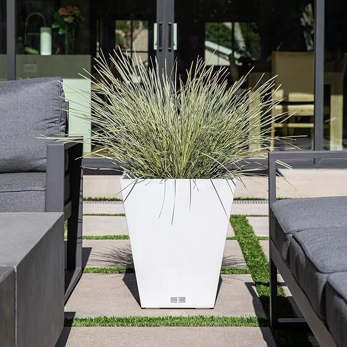 Veradek Pure Series Nobleton Plastic Planter - Large Pots for Indoor or Outdoor Porch/Patio | Durable All-Weather Use with Drainage Holes | Modern Planter Décor for Flowers, Shrubs, Trees VeradekOutdoor
