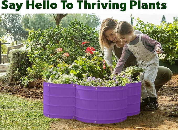 Plant & Plot Galvanized Raised Garden Beds Outdoor // 3×3×1 ft Planter Raised Beds for Gardening, Vegetables, Flowers // Large Metal Garden Box (Purple) // Patented Tool-Free Design PlantPlot