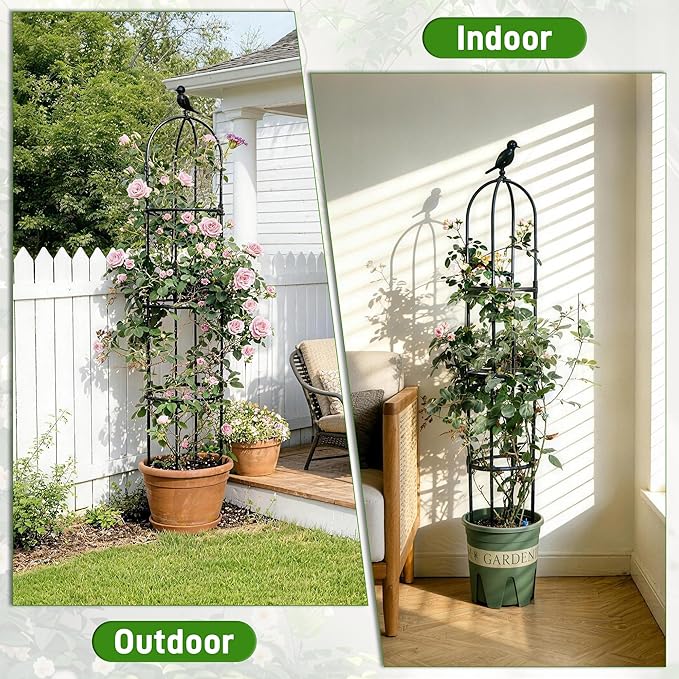 2 Pack Trellis for Climbing Planting Outdoor, 6ft Plant Trellis-Rustproof Metal Pipe with Heavy Duty Plastic Coated, Potted Plant Support for Clematis Vine Jasmine Support Anothera