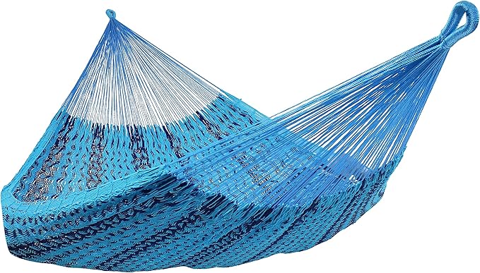 Sunnydaze Handwoven XXL Thick Cord Mayan Double Hammock for Outside - 625-Pound Capacity Heavy-Duty Outdoor Hammock - Blue SunnydazeDecor