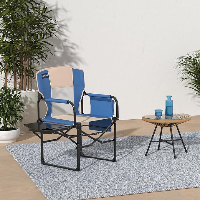 SUNNYFEEL Camping Directors Chair, Heavy Duty,Oversized Portable Folding Chair with Side Table, Pocket for Beach, Fishing,Trip,Picnic,Lawn,Concert Outdoor Foldable Camp Chairs SunnyFeelCamping
