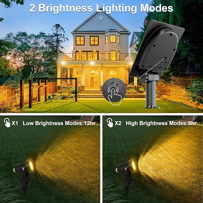 Solar Spot Lights Outdoor, Solar Landscape Spotlights IP65 Waterproof 9.8ft Cable,Auto On/Off Outdoor Wall Lights for Garden Yard Driveway Porch Walkway Pool (3000K Warm White) CREPOW