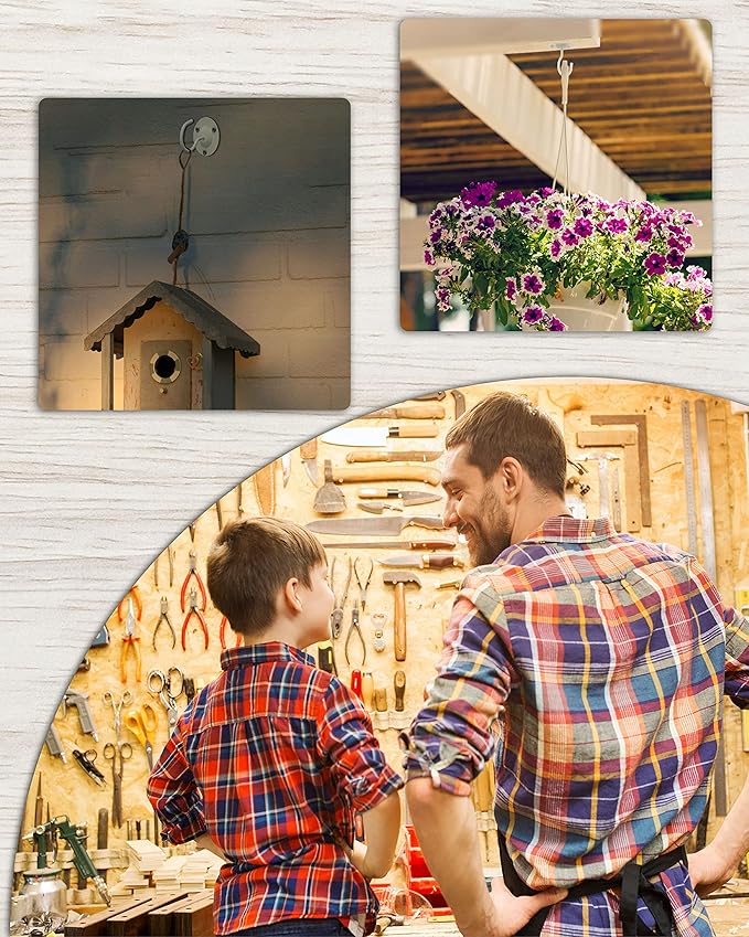 NACETURE Ceiling Hooks for Hanging Plants 3 Pack - Plant Hanger Indoor Hanging Hooks Metal Plant Bracket Iron Lanterns Hangers for Wind Chimes (Black 3 Pack) NACETURE