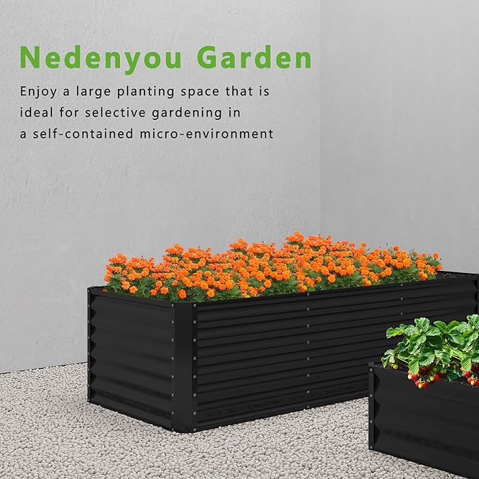 2PCS 6x2x1FT Galvanized Raised Garden Bed,Planter Raised Beds-Metal Garden Box,Large Plant for Outdoor Planting, Vegetables Bed，Flower,herb-Black Home