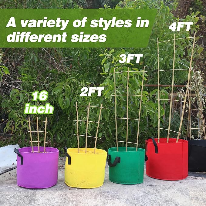 Avalution 10 Pack Bamboo Trellis for Climbing Plants 16" Natural Garden Ladder Trellis, Fan -Shaped Plant Support Trellis for Potted Plant Decor Avalution