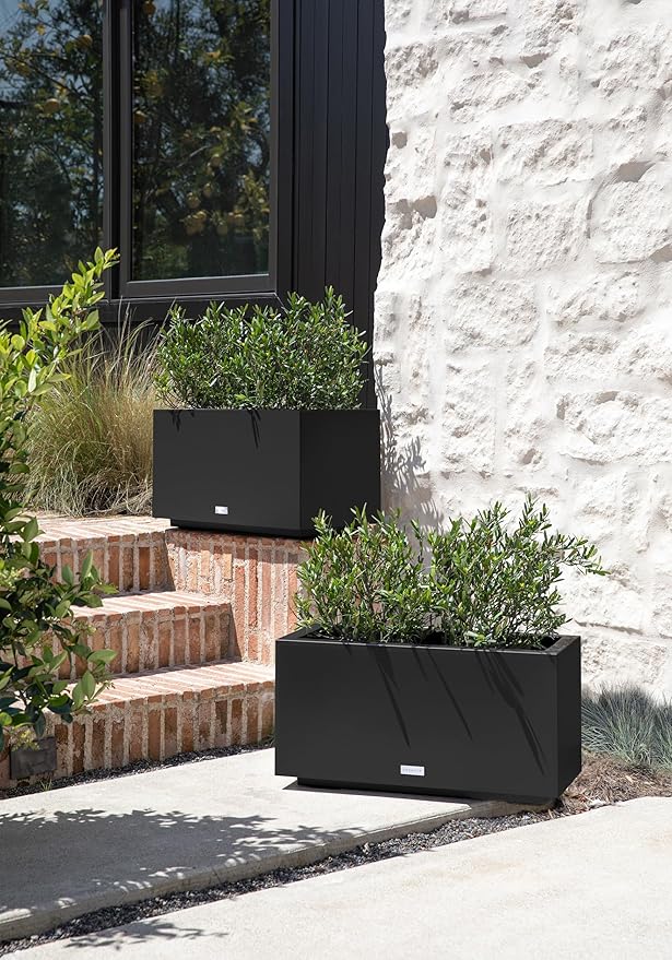 Veradek Block Series Long Box Planter - Large Rectangular Planter for Indoor or Outdoor Patio/Porch | Durable All-Weather Use with Drainage Holes | Modern Décor for Tall Plants, Flowers or Shrubs VeradekOutdoor