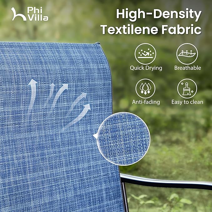 PHI VILLA Outdoor Swivel Bar Stools Set of 4, Bar Height Patio Stools & Chairs with All Weather Textilene Sling Fabric, 30 Inch High Top Tall Bar Chairs for Outside Balcony & Porch, Blue PHIVILLAThepioneerofcomfortablehouseholdsupplies