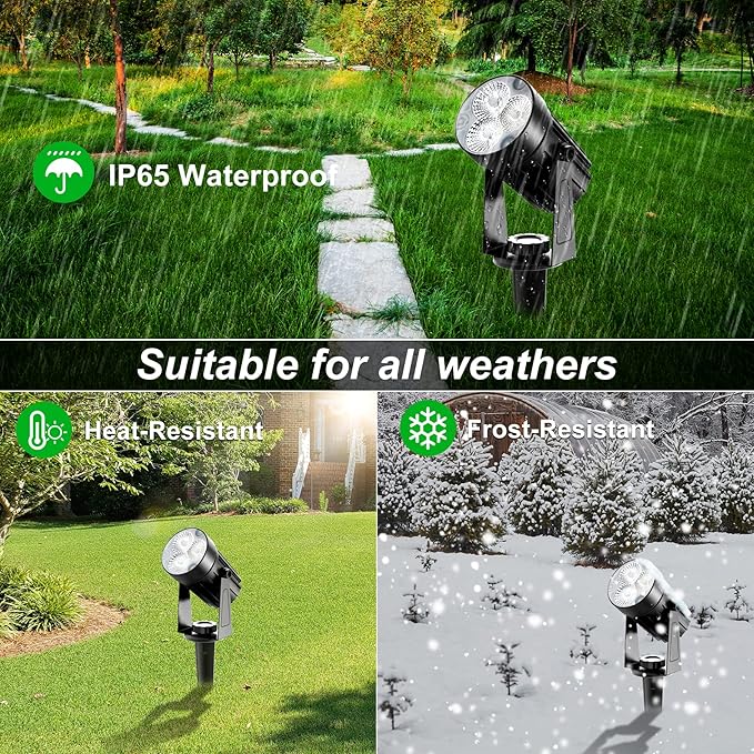 Solar Spot Lights Outdoor, 3-in-1 Garden Spotlights IP65 Waterproof 9.8ft Cable, 5W 4000mAh Separated Solar Panel, Auto On/Off for Tree Patio Yard Driveway Pathway Pool(Cold White 6000K) CREPOW