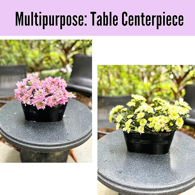 LaLaGreen Rail Planter Outdoor Plants(11.8 Inch, 10 Pack) Black Metal Iron Hanging Flower Pots Deck Railings Fence Buckets Modern Countryside Boho Style Wall Mount Window Box Plant Holder Porch Decor L%C3%A1L%C3%A1Green