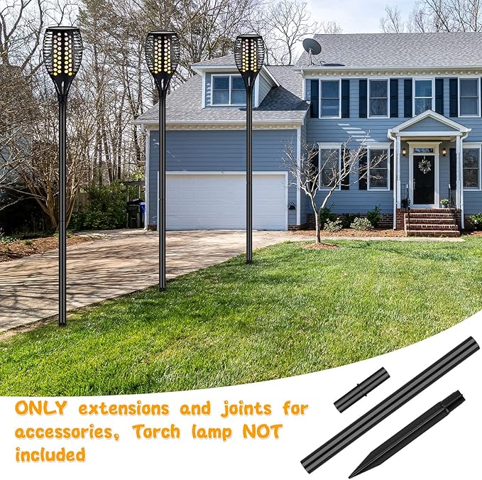 Chunful 8 Kit Solar Light Stakes Replacement Lame Lamp Extension Pole Ground Stake and Joint Connector Kit for Outdoor Garden Backyard(12.2 Inch) Chunful