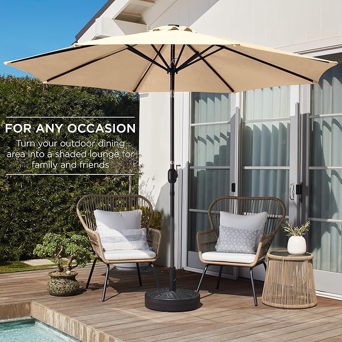 Best Choice Products 10ft Outdoor Table Compatible Steel Polyester Market Patio Umbrella w/Crank and Easy Push Button Tilt BestChoiceProducts