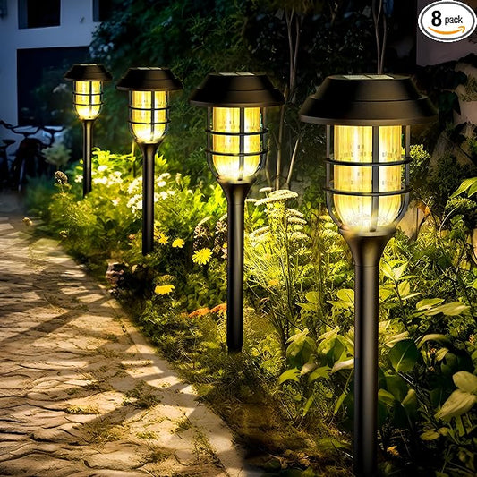 SOLPEX Solar Lights for Outside, Solar Outdoor Pathway Garden Lights Waterproof, Solar Powered Landscape Lighting for Yard, Garden, Pathway, Patio, Porch, Walkway, Driveway, 8 Pack(Warm White) Solpex
